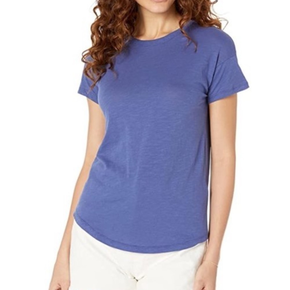 Madewell whisper cotton rib crewneck tee shirt blue